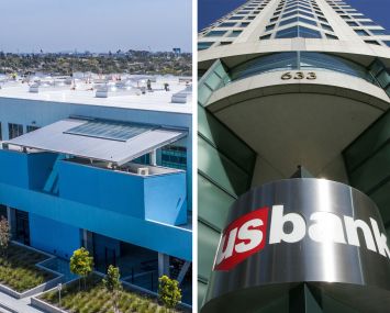 Canvas Worldwide's new headquarters in El Segundo, Calif. (left) and U.S. Bank Tower in Los Angeles.