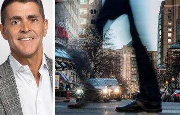 Workday CEO Carl Eschenbach and Reston Town Center in Virginia.