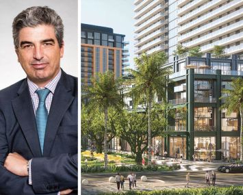 Rosso Development CEO Carlos Rosso and a rendering of Midtown Park at 3055 North Miami Avenue, Miami.