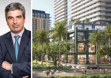 Rosso Development CEO Carlos Rosso and a rendering of Midtown Park at 3055 North Miami Avenue, Miami.