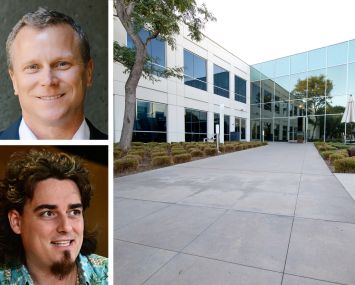 DrawBridge Realty CEO Charlie McEachron (top), Anduril founder Palmer Luckey (bottom), and The Hive in Costa Mesa, Calif.