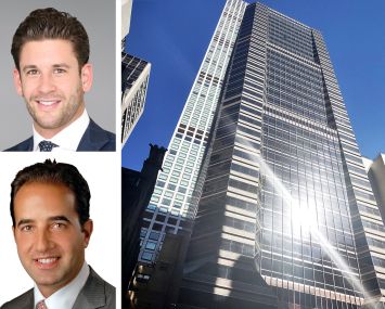 Newmark's Cooper Weisman (top) and Jared Horowitz (bottom), and 65 East 55th Street.