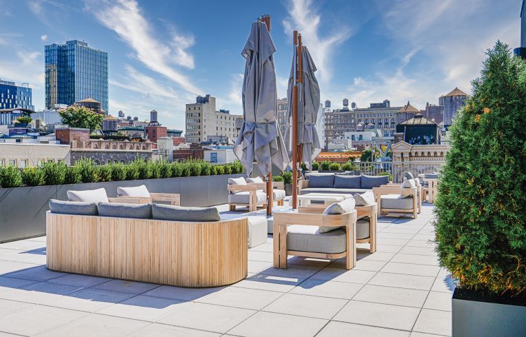 Office tenants can enjoy a seventh-floor rooftop terrace with stunning city views on all sides.