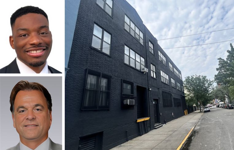 Colliers' Daniel Mundle (top) and Josh Kleinberg (bottom), and 35-18 37th Street, Queens.