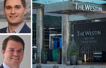 Bain Capital's David DesPrez (top), Smith Hill Capital's Brendan McCormick (bottom), and the Westin New York Grand Central.