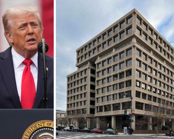 President Donald Trump and 450 Fifth Street NW in Washington, D.C.