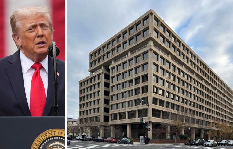 President Donald Trump and 450 Fifth Street NW in Washington, D.C.