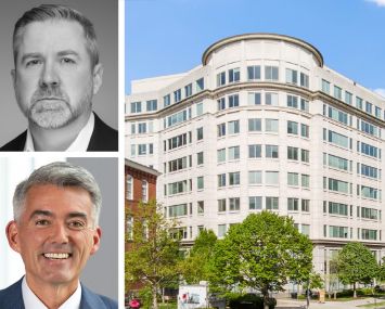 Newmark's Doug Mueller (top), NCTA President and CEO Cory Gardner (bottom), and 25 Massachusetts Avenue NW, Washington, D.C.