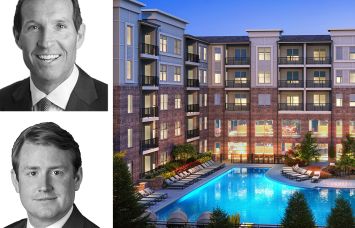JLL's Gerard Sansosti (top) and Peter Rotchford (bottom), and Symphony at Suwanee multifamily complex in Suwanee, Ga.
