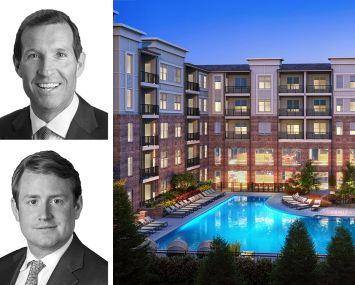 JLL's Gerard Sansosti (top) and Peter Rotchford (bottom), and Symphony at Suwanee multifamily complex in Suwanee, Ga.