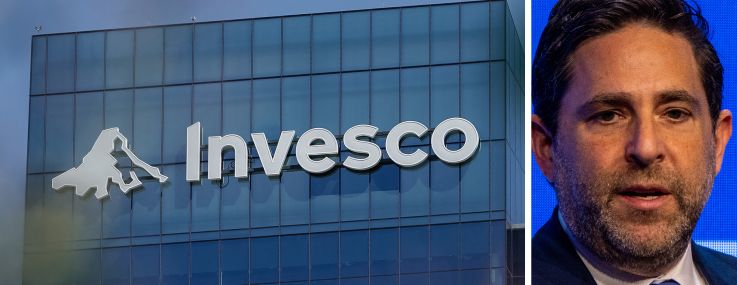 Invesco logo and CEO Andrew Schlossberg