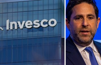 Invesco logo and CEO Andrew Schlossberg