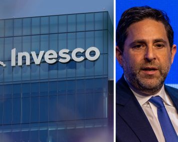 Invesco logo and CEO Andrew Schlossberg