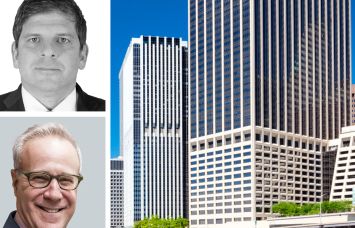 Newmark's Ira Rovitz (top), CBRE's Paul Haskin (bottom), and 55 Water Street.