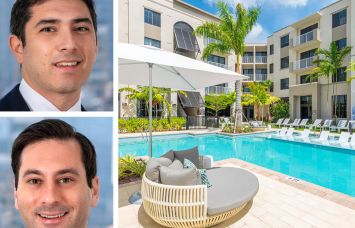 Dwight Capital's Jeremy Packer (top) and Josh Hoffman (bottom), and the Arcadia multifamily development in Tamarac, Fla.