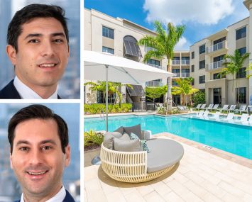 Dwight Capital's Jeremy Packer (top) and Josh Hoffman (bottom), and the Arcadia multifamily development in Tamarac, Fla.