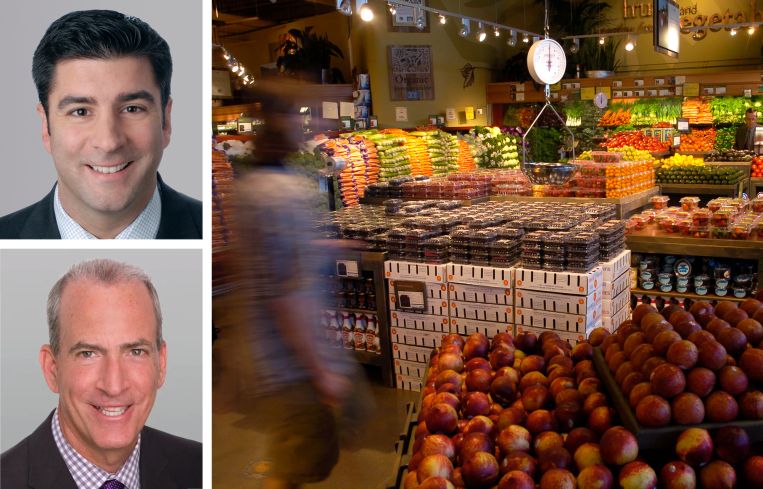 Cushman & Wakefield's John Alascio (top) and Mark Gilbert (bottom) and a Whole Food Market.
