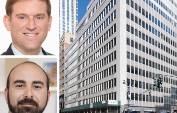 AmTrustRE's Jonathan Bennett (top), Sapir Organization's Alex Sapir (bottom), and 260 Madison Avenue.