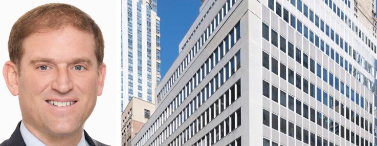 AmTrustRE's Jonathan Bennett (top), Sapir Organization's Alex Sapir (bottom), and 260 Madison Avenue.