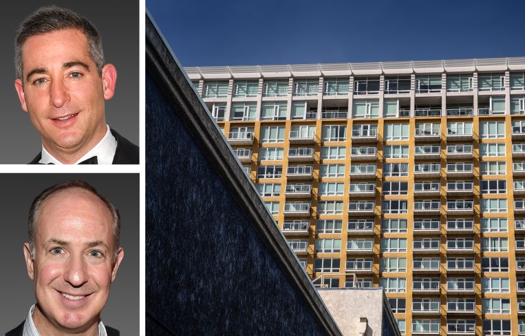Jordan Pantzer (top) and Jason Pantzer (bottom) of Pantzer Properties, and a condominium building.