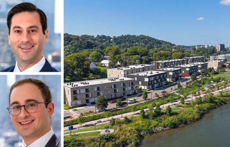 Dwight Capital's Josh Hoffman (top) and Jonathan Pomper (bottom), and South South Banks multifamily property in Knoxville, Tenn.
