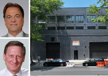 Colliers’ Joshua Kleinberg (top), CBRE's Roy Chipkin (bottom), and 222-25 Jamaica Avenue, Queens.