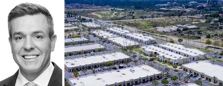 JLL's Kevin MacKenzie and one of the industrial properties refinanced by CIP Real Estate and Almanac Realty Investors.