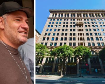 Leo Pustilnikov and the PacMutual complex in Downtown Los Angeles.