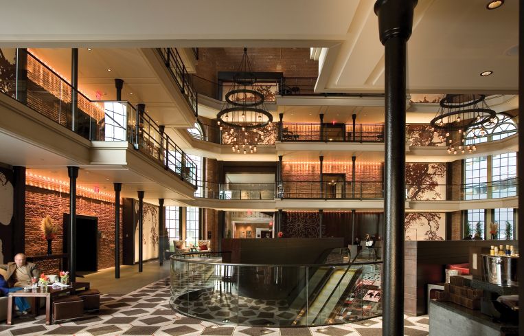 The interior of the Liberty Hotel in Boston.