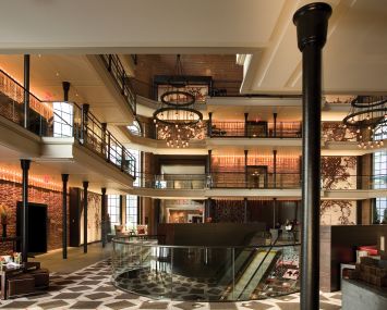 The interior of the Liberty Hotel in Boston.