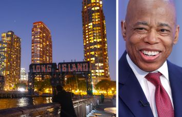 The Long Island City waterfront and Mayor Eric Adams.