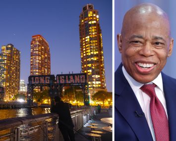 The Long Island City waterfront and Mayor Eric Adams.