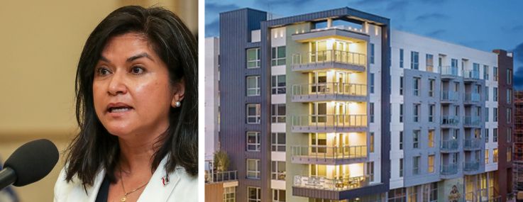 HACLA president/CEO Lourdes Castro Ramírez and Emerald Apartments, Los Angeles.