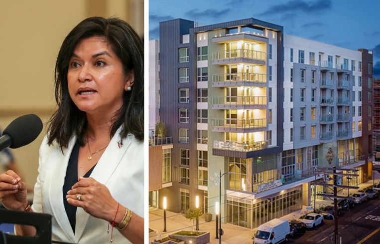 HACLA president/CEO Lourdes Castro Ramírez and Emerald Apartments, Los Angeles.
