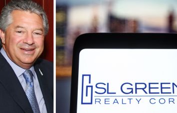 SL Green CEO Marc Holliday and a photo illustration of SL Green's logo.