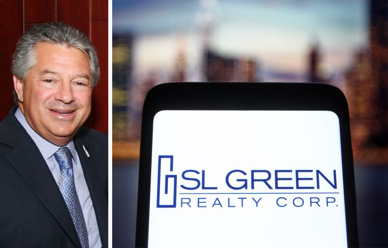 SL Green CEO Marc Holliday and a photo illustration of SL Green's logo.