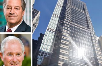SL Green's Marc Holliday (top), Blackstone's Stephen Schwarzman (bottom), and Park Avenue Tower at 65 East 55th Street.