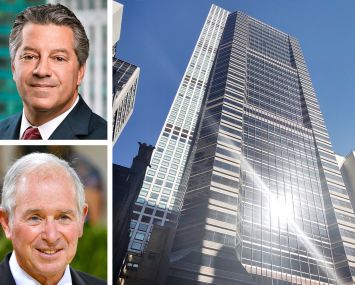 SL Green's Marc Holliday (top), Blackstone's Stephen Schwarzman (bottom), and Park Avenue Tower at 65 East 55th Street.