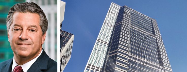 SL Green's Marc Holliday (top), Blackstone's Stephen Schwarzman (bottom), and Park Avenue Tower at 65 East 55th Street.