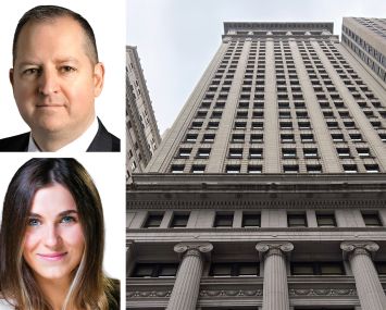Avison Young's Martin Cottingham (top) and Alexis Odgers (bottom), and 14 Wall Street.
