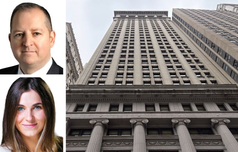 Avison Young's Martin Cottingham (top) and Alexis Odgers (bottom), and 14 Wall Street.
