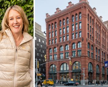 REI CEO Mary Beth Laughton and the Puck Building at 295 Lafayette Street.