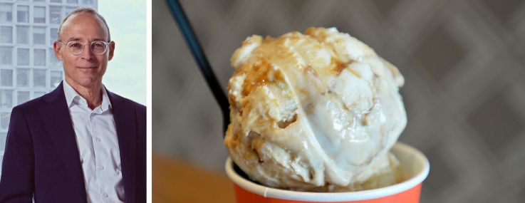 Naftali Group founder Miki Naftali and a cup of Salt & Straw ice cream.