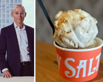 Naftali Group founder Miki Naftali and a cup of Salt & Straw ice cream.