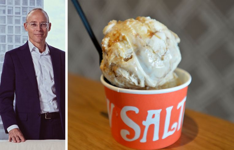 Naftali Group founder Miki Naftali and a cup of Salt & Straw ice cream.