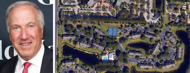 Morgan Properties founder Mitchell Morgan and an aerial view of 4860 Sandstone Lane, West Palm Beach, Fla.