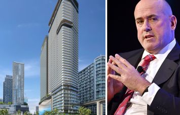 A rendering of One Brickell Riverfront and Carlyle CEO Harvey Schwartz.