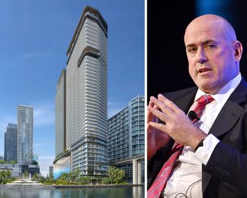 A rendering of One Brickell Riverfront and Carlyle CEO Harvey Schwartz.