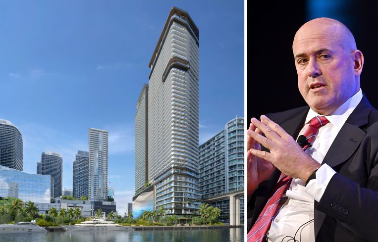 A rendering of One Brickell Riverfront and Carlyle CEO Harvey Schwartz.