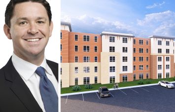 Walker & Dunlop's P.J. McDevitt and a rendering of The Highlands planned for Hyattsville, Md.